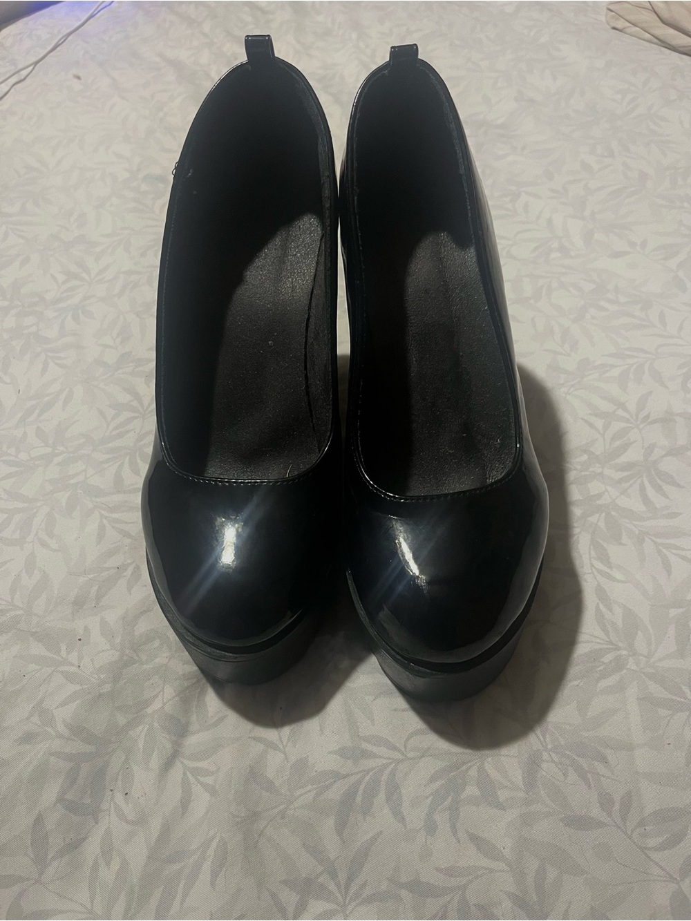 Women's Black Patent Platform Pumps - Elevated Everyday Heels